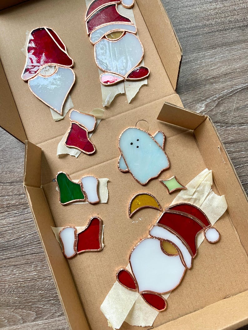 Stained Glass Santa Suncatcher: Christmas Tree Decor, Holiday Window ...