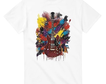 グランジギターアートTシャツ - 厚手ユニセックスコットンクルーネックTシャツ