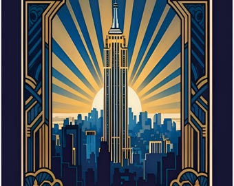 Empire State Art Deco Style Travel Poster