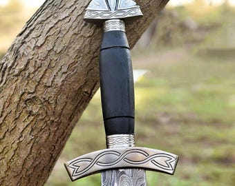 Handmade Damascus Viking Sword Northmen Medieval Long Sword Roman Replica W/Scabbard for Wall Decoration Gift, Home Decor, Thanksgiving Gift