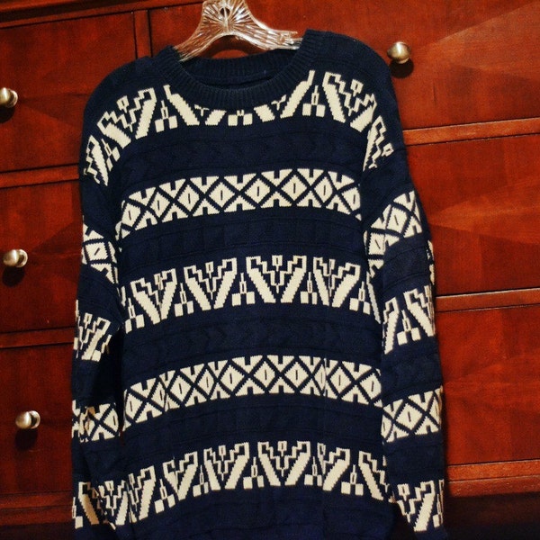 Blue tribal vintage sweater reserved