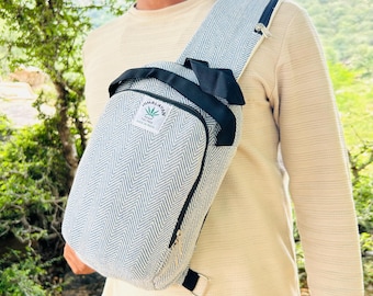 hemp cotton mix men's chest belt bag Crossbody Sling Bag hemp chest sling bag hemp side bag tracking backpack boho hippie trip bag