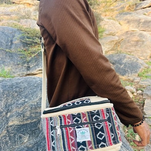 Mochila para almuerzo de cáñamo y algodón, fiambrera de cáñamo, bolsa térmica para almuerzo de cáñamo, bolsa ligera para viaje, bolsa para almuerzo de uso diario Beige Brown
