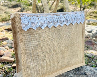 Traditional Indian flower design Jute bag casual jute tote bag work bag office bag shopping bag travel bag grocery bag