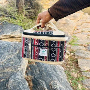 Mochila para almuerzo de cáñamo y algodón, fiambrera de cáñamo, bolsa térmica para almuerzo de cáñamo, bolsa ligera para viaje, bolsa para almuerzo de uso diario imagen 17