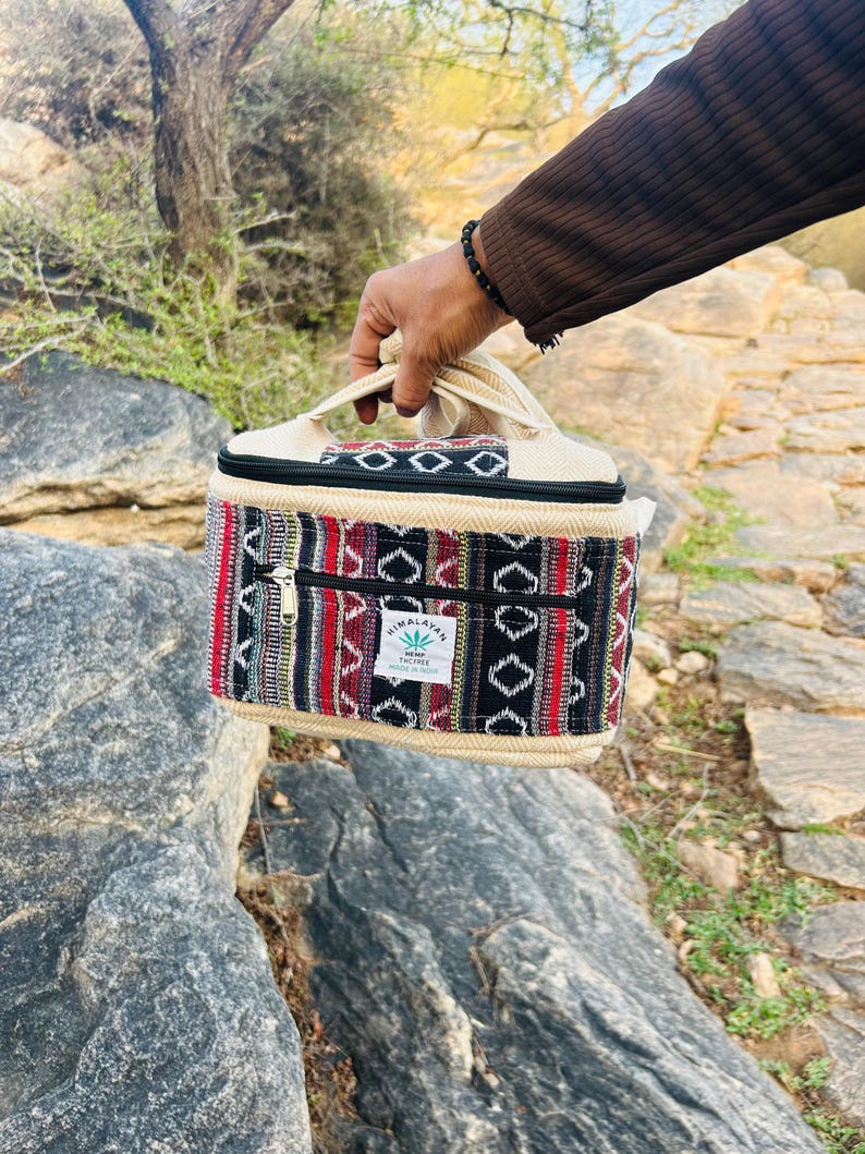 Mochila para almuerzo de cáñamo y algodón, fiambrera de cáñamo, bolsa térmica para almuerzo de cáñamo, bolsa ligera para viaje, bolsa para almuerzo de uso diario imagen 17