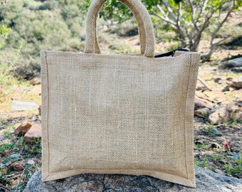 Traditional Indian Jute carry bag casual tote bag jute beach bag travel bag shopping bag grocery bag