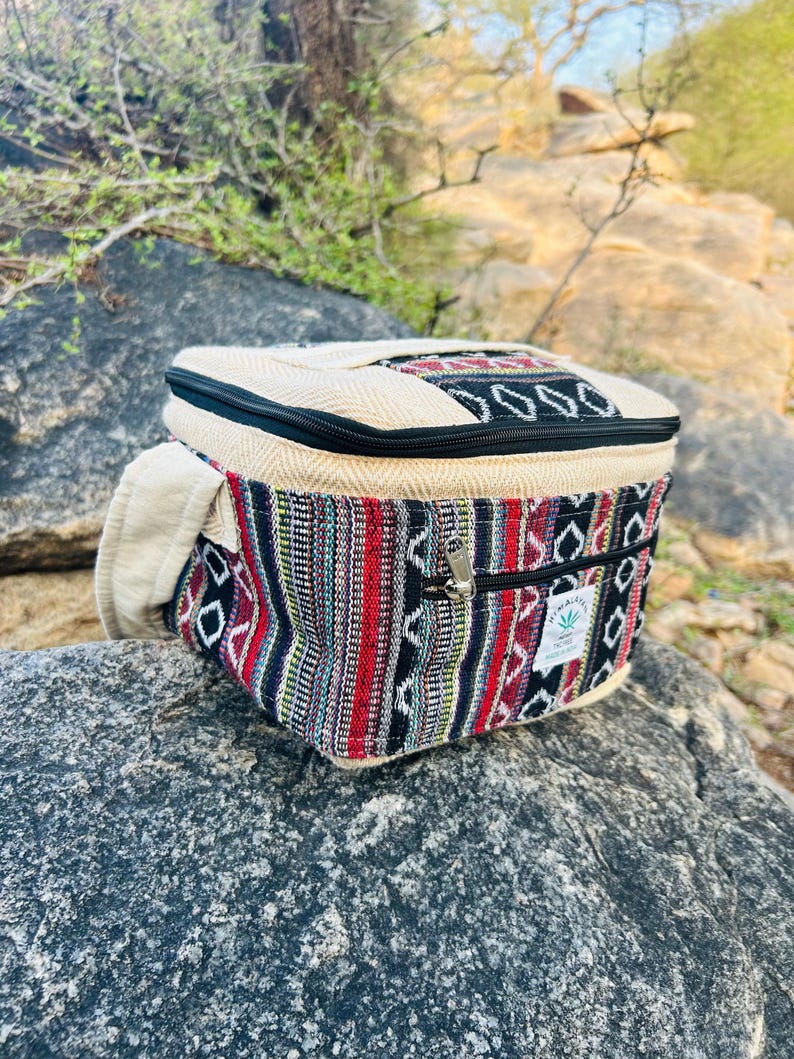Mochila para almuerzo de cáñamo y algodón, fiambrera de cáñamo, bolsa térmica para almuerzo de cáñamo, bolsa ligera para viaje, bolsa para almuerzo de uso diario imagen 14