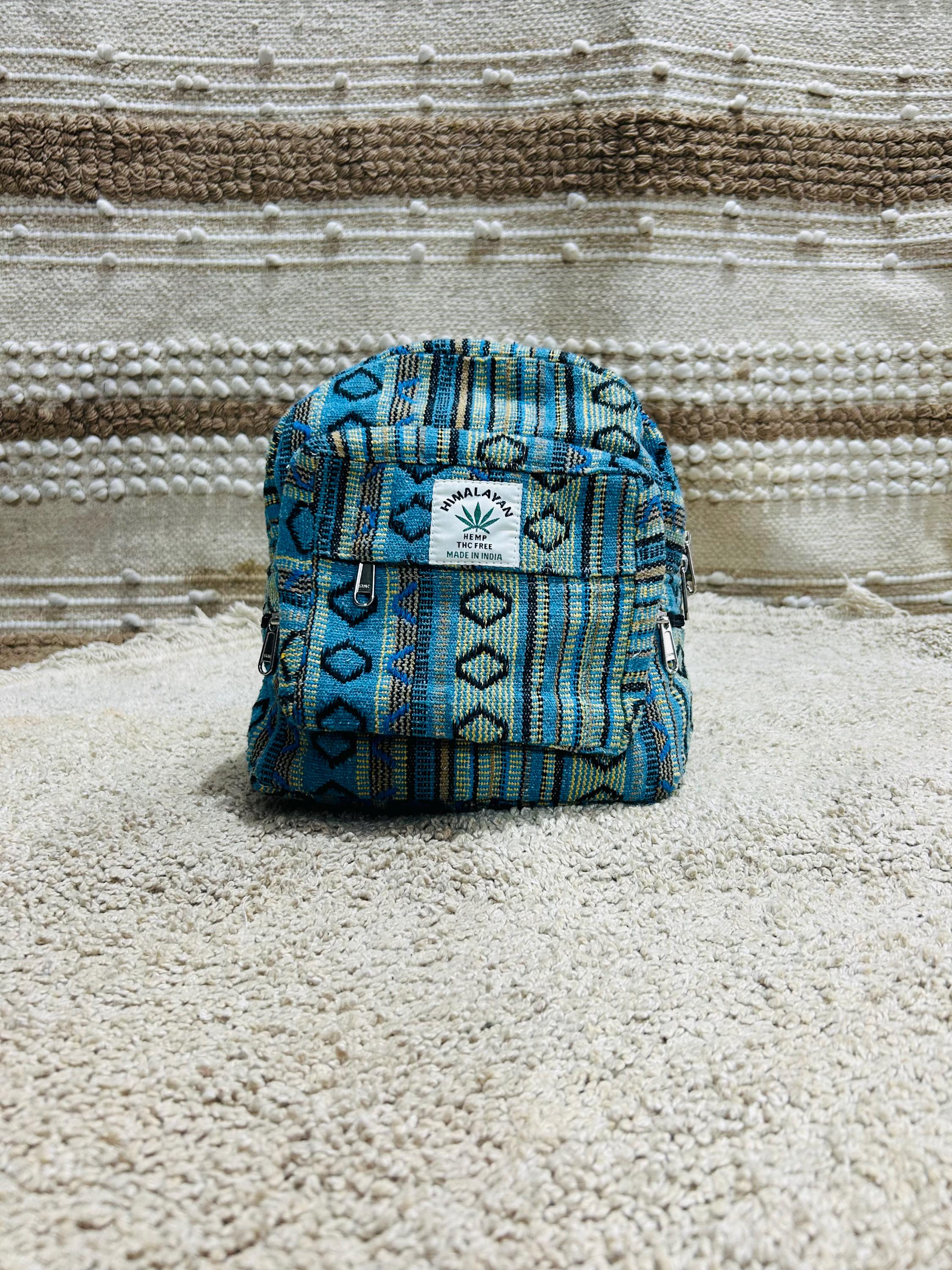 Boho Cotton Hemp Mini Backpack Hemp Mini Bag Unisex Hemp Bag  display picture 1