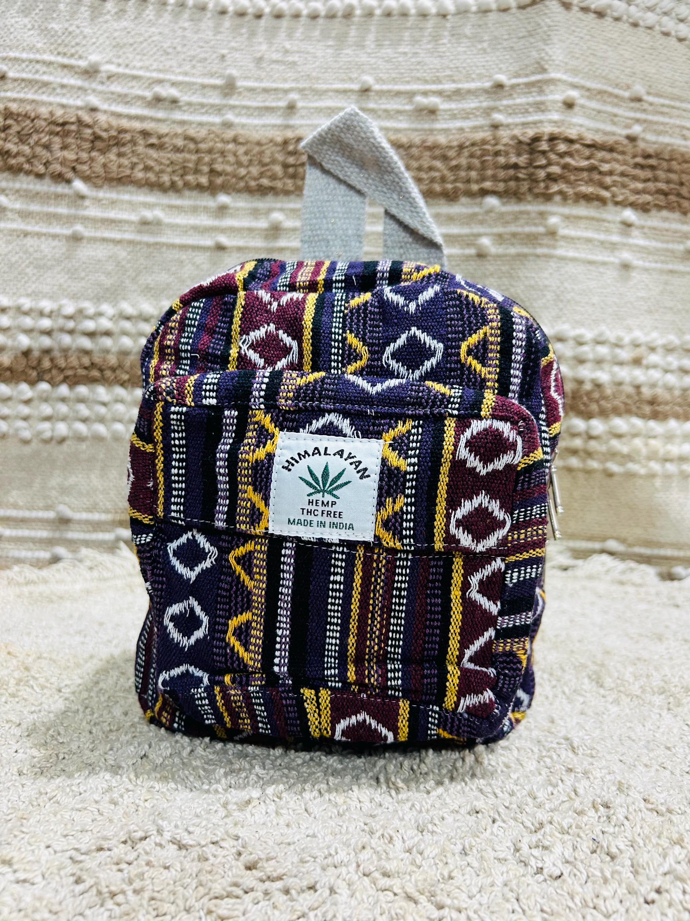 Boho Cotton Hemp Mini Backpack Hemp Mini Bag Unisex Hemp Bag  display picture 2
