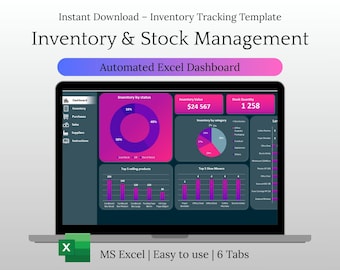 Inventory Tracker Spreadsheet Excel Template | Small Business Inventory Management, Order & Sales Tracker Dashboard, Stock Log