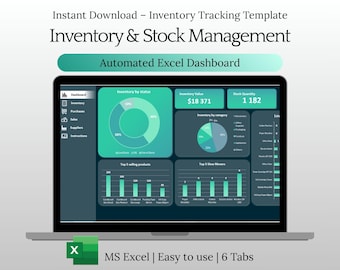 Inventory Tracker Excel Template, Small Business Inventory Management, Purchases & Sales Tracker, Stock Control, Order Tracking Spreadsheet