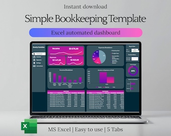 Small Business Bookkeeping Template Excel, Income and Expense Tracker, Profit and Loss Spreadsheet, Accounting Dashboard, Finance Planner