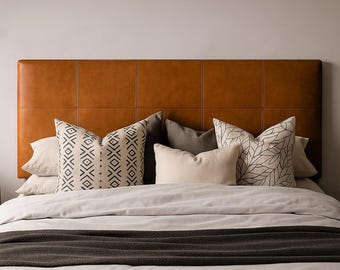 Handmade Leather Hanging Headboard,Custom King Bed Headboard, Woven Leather Wall Mount ,Rustic Modern Bedroom Decor, All Sizes Available