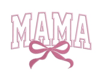 MAMA ピンクのリボンのお祝い用機械刺繍デザイン、すぐにダウンロードできます