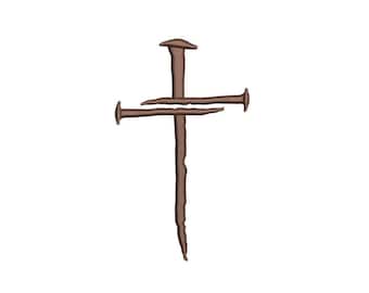 Nails Cross Religious Christian Machine Embroidery Design, Instant Download