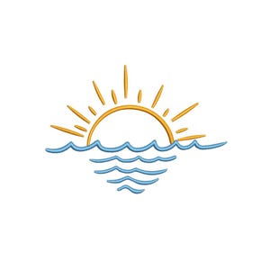 Diseño de bordado a máquina "Eres mi rayo de sol" con sol y olas, descarga instantánea.
