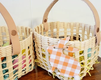 Rabbit Easter Basket Handwoven Pastel Bunny