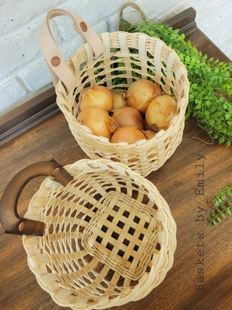 Natural Rattan Reed Handwoven Onion Storage Basket. Genuine Etsy