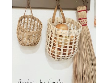 Set of 3 Handwoven Kitchen Baskets using Natural Rattan Reed. Onion Basket, Garlic Basket, and Egg Storage Basket