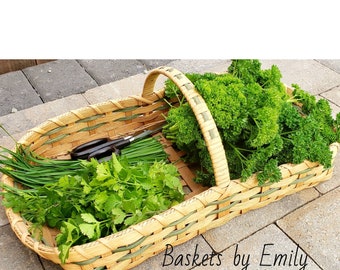 Herb Gathering Basket. Green. Herb Garden Basket.