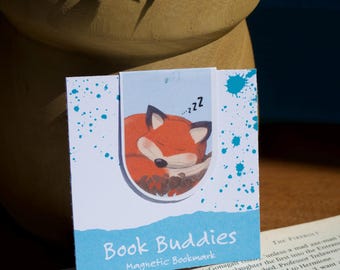 Book Buddy | illustrated sleeping fox  | Magnetic Bookmark