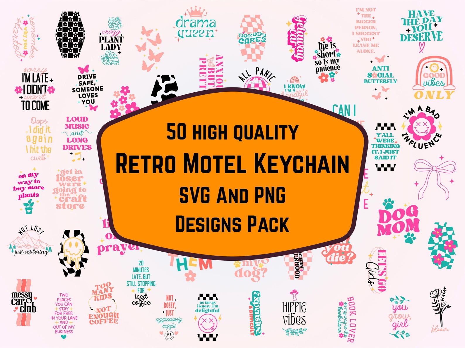 Motel Keychain SVG Bundle 50 Retro Hotel Key Tag PNG DXF Cricut - Etsy