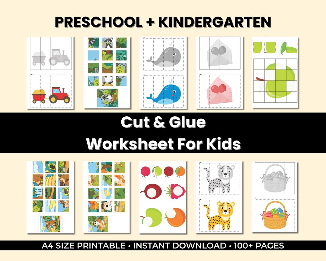 100-page Kids Cut & Glue Activity Book – Fun Educational Crafts for ...