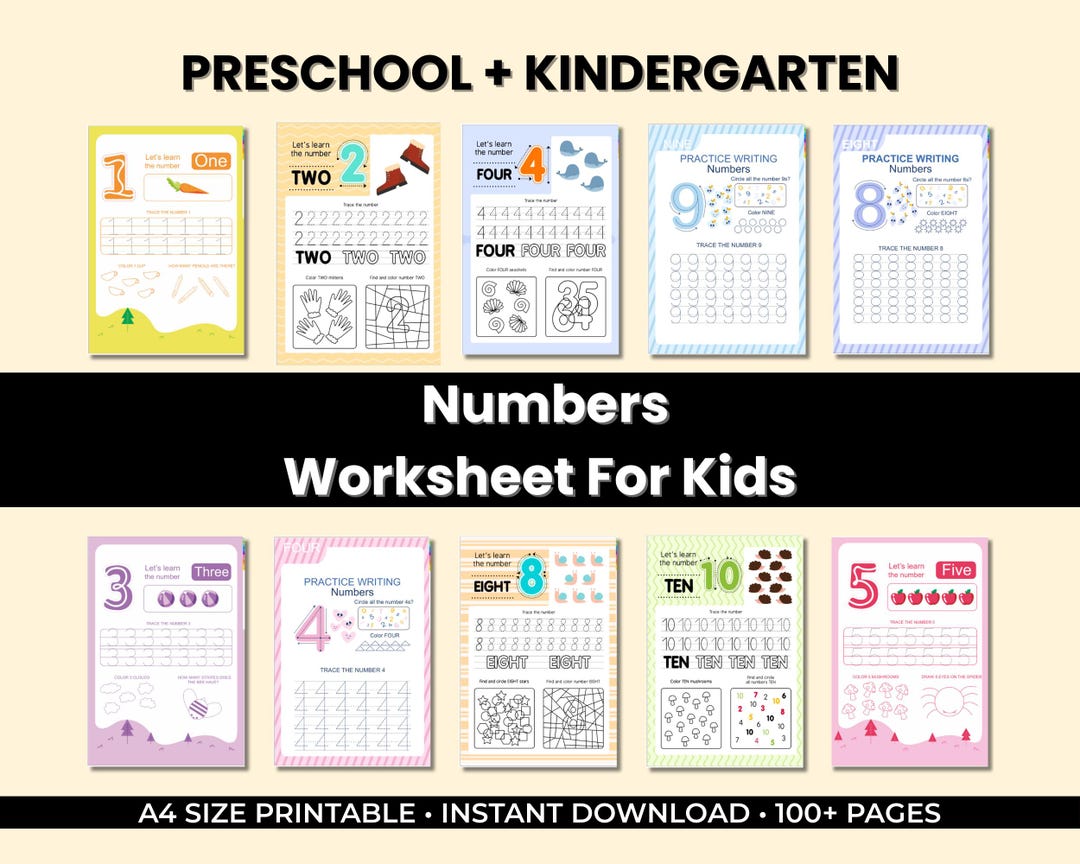 Number Tracing Workbook for Kids | Preschool Math Worksheets (PDF) - Etsy
