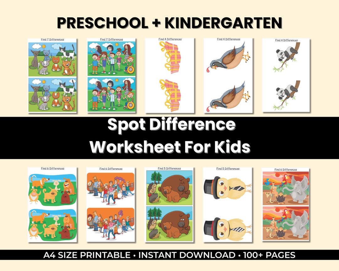 100-page Kids Spot the Difference Activity Book – Fun Puzzle Game for ...