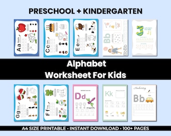 100 Page Alphabet Tracing Workbook | Preschool & Kindergarten Printable Letters Practice | Kids Learning Worksheets PDF