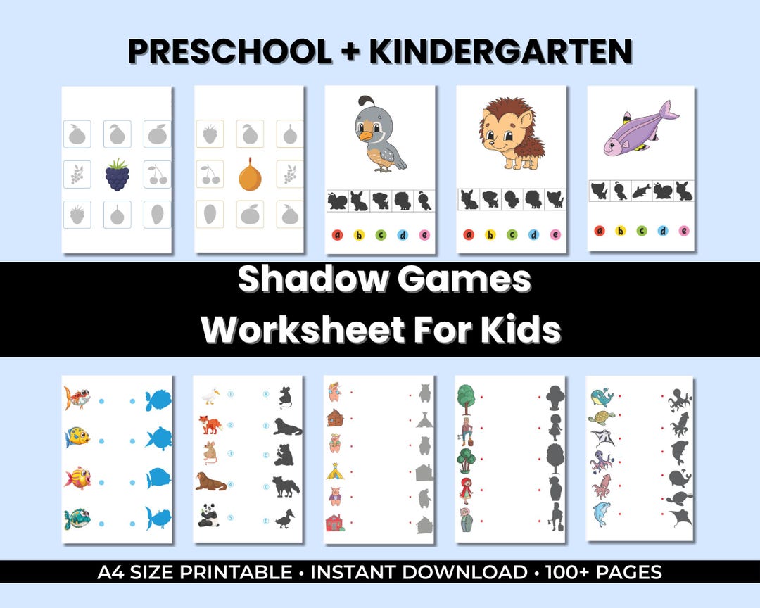 Shadow Matching Workbook for Kids, 100 Pages of Educational Activities ...