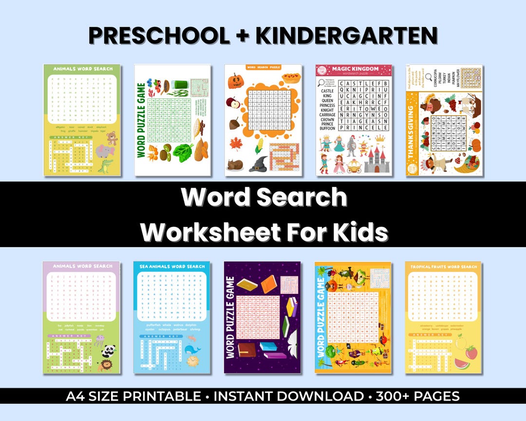 300+ Pages Kids Word Search Workbook: Fun Learning Puzzles (A4 ...