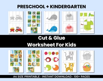 Cuaderno de actividades para recortar y pegar para niños: 100 páginas de aprendizaje práctico: actividades de manualidades para preescolar y jardín de infantes que desarrollan la motricidad fina.