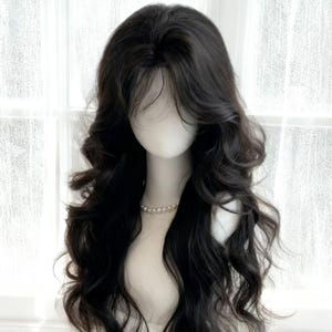 Trendy Black Curly Wig ,Women Hair, Long Wavy Wig,Middle Part Full Cap Wig For Women, Natural Daily Cosplay Black Curly Hair, Anime Wig Styl