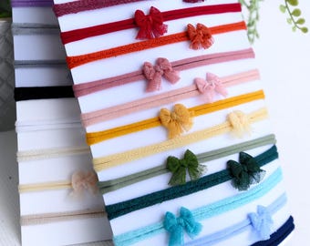 Single bow-classic mini bow Headband tieback prop | Baby Girl Photo Prop | Boho Newborn Accessories