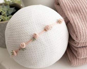 Fascia per capelli con rosetta arrossata / Fascia per capelli con fiocco per neonato / Accessorio per foto neonato / Fascia per bambina / Accessorio per foto neonato / Floreale