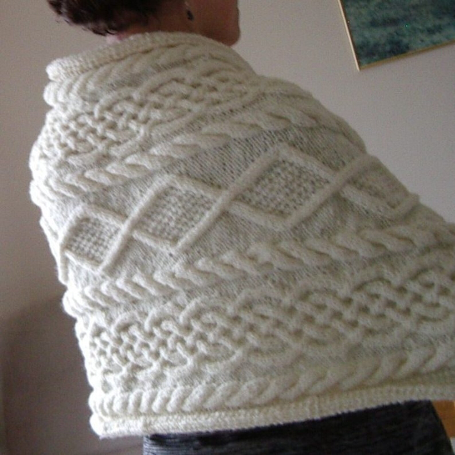 Rectangular Aran Wrap in 8ply Knitted Sideways PDF Knitting Etsy