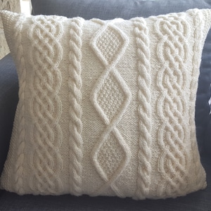 Aran cushion - PDF knitting pattern - Carlingford