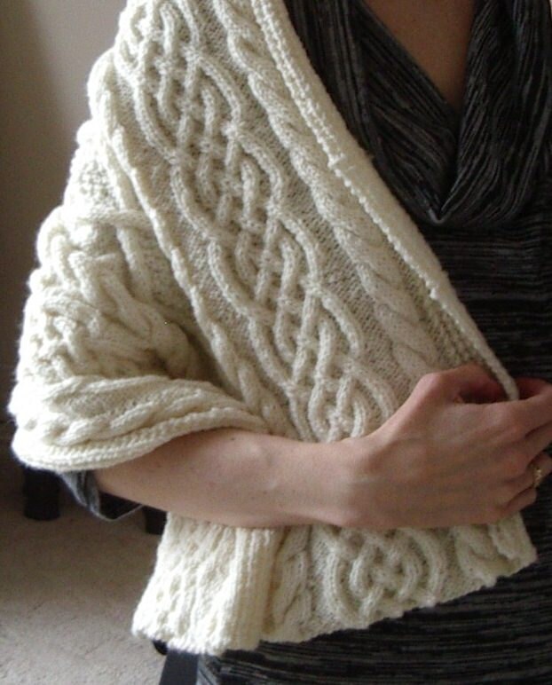 Rectangular Aran Wrap in 8ply Knitted Sideways PDF Knitting - Etsy