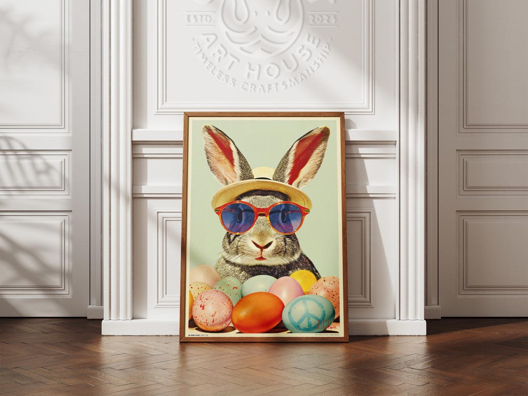 Easter Bunny Poster Framed 2:3 Vintage Rabbit Wall Art Retro - Etsy