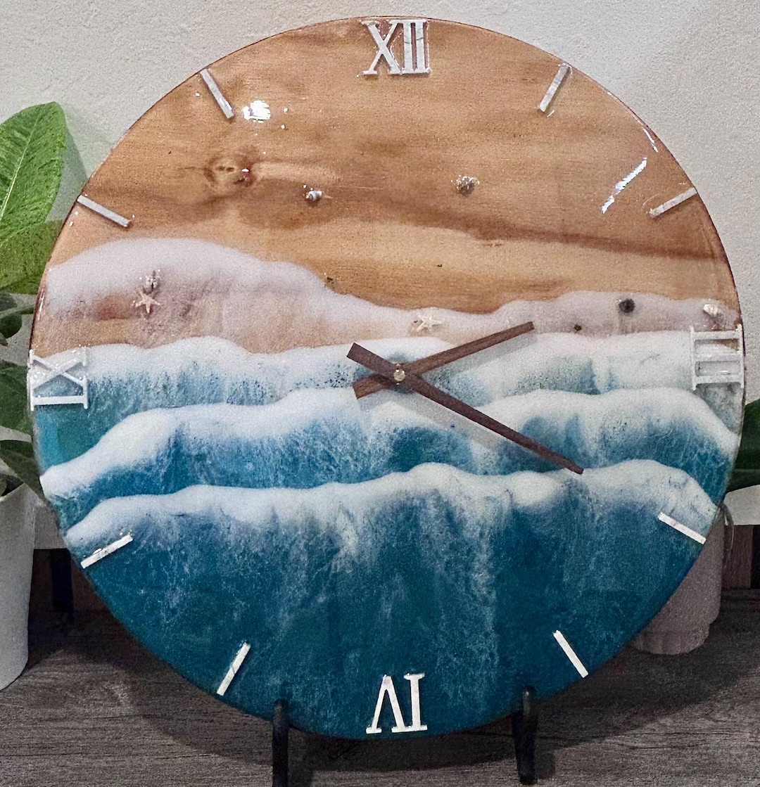 Ocean Wave Resin Wall Clock – Handcrafted Coastal Decor