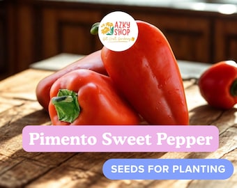 500 Pimento Sweet Pepper Seeds for Planting – NON-GMO Heirloom, Sweet Pimento Peppers, Vegetable Garden