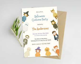 halloween party invitation kids halloween costumes birthday invite halloween costume party invitation editable template october birthday diy