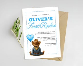 my first rodeo birthday cowboy birthday invitation cowboy wild west first birthday invite cowboy birthday party rodeo party invitation party