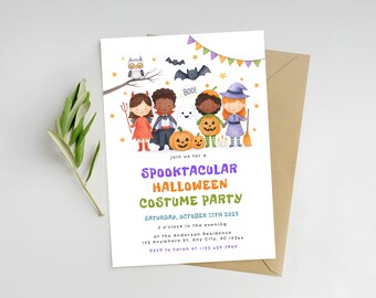 halloween costume party invitation halloween party invitation kids halloween costumes birthday invite editable template october birthday diy