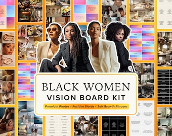 Ensemble d'images de tableau de visualisation 2026 pour femmes noires Objectifs du nouvel an pour fille, ensemble d'images de haute qualité, expressions de croissance personnelle, bricolage