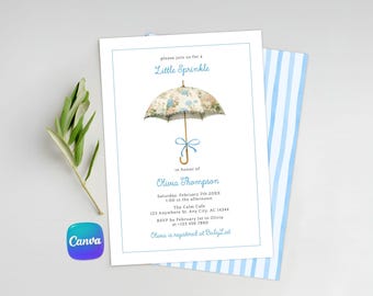 little sprinkle baby shower invitation cottagecore invite floral umbrella minimalist baby shower template editable pastel baby shower invite