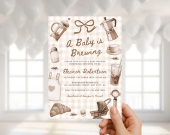 a baby is brewing baby shower invitation coffee theme baby shower invite brewing baby shower espresso party baby barista coffee baby shower