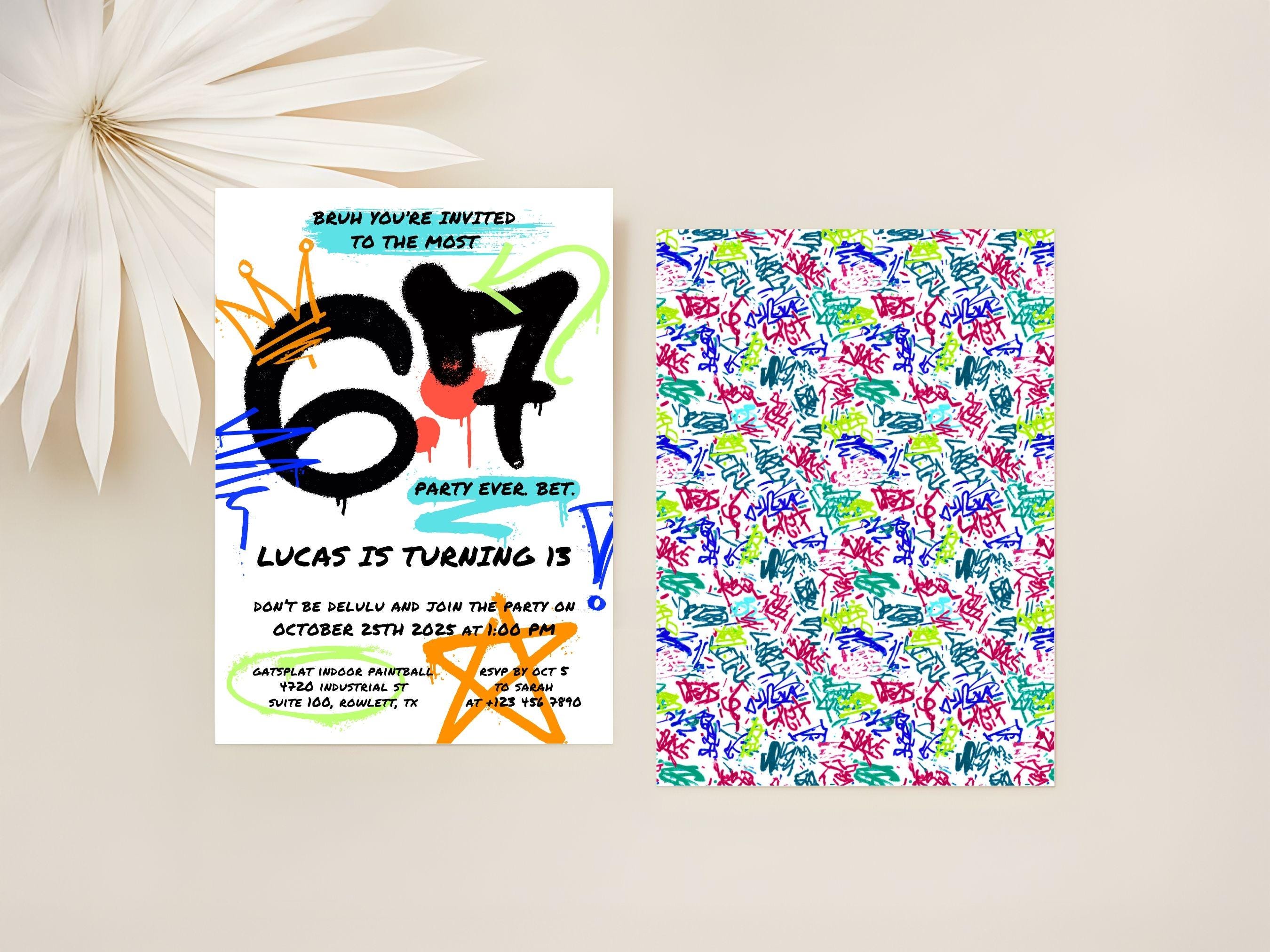 その他 Invitation Six Seven Birthday Party Invitation 6 7 Meme Birthday 13th